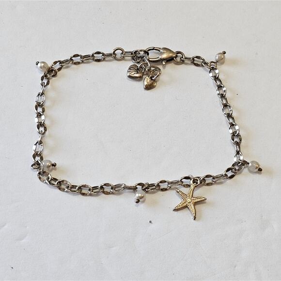 Brighton Faux Pearl Starfish Nautical Beach Charm Anklet - Picture 2 of 5